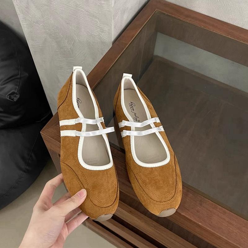 

Fashion SUOJIALUN 2025 Spring New Brand Women Flat Shoes Fashion Round Toe Shallow Slip On Mary Jane Shoes Soft Flat Heel Baot Shoes 38 коричневый