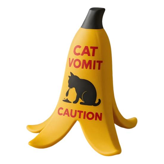 Cat Vomit Warning Sign 3D Banana Peel Cat Vomit Caution Sign Funny Vomiting Cat Desktop Warning Sign Gag Gift for Cat Lovers