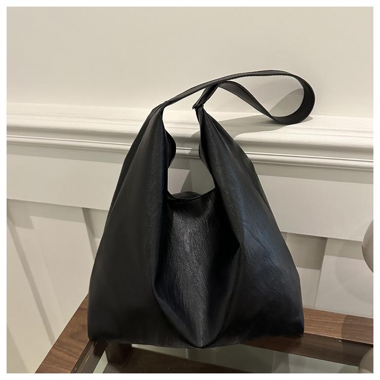 

2024 Ретро Женская Сумка-Тоут Большой Вместимости - Универсальная Сумка-Ведро на Плечо в Корейском Стиле чёрный