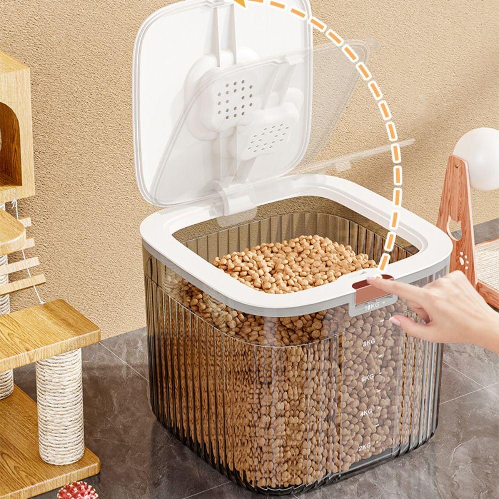 Sealed Dog Food Storage Container Transparent Pet Food Storage Barrel  Pet Supplies