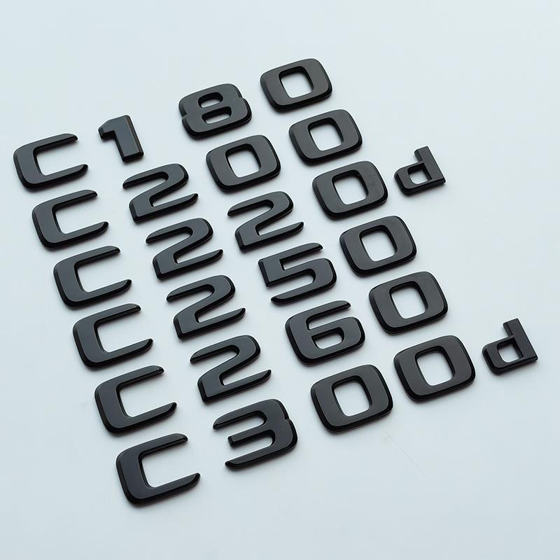 AAYN1 2017 Litery C180 C200 C220 C220d C250d C260 C300d 4Matic ABS Emblemat Samochodowy dla W204 W205 C205 S205 W206 Tabliczka z Nazwą Naklejka Logo