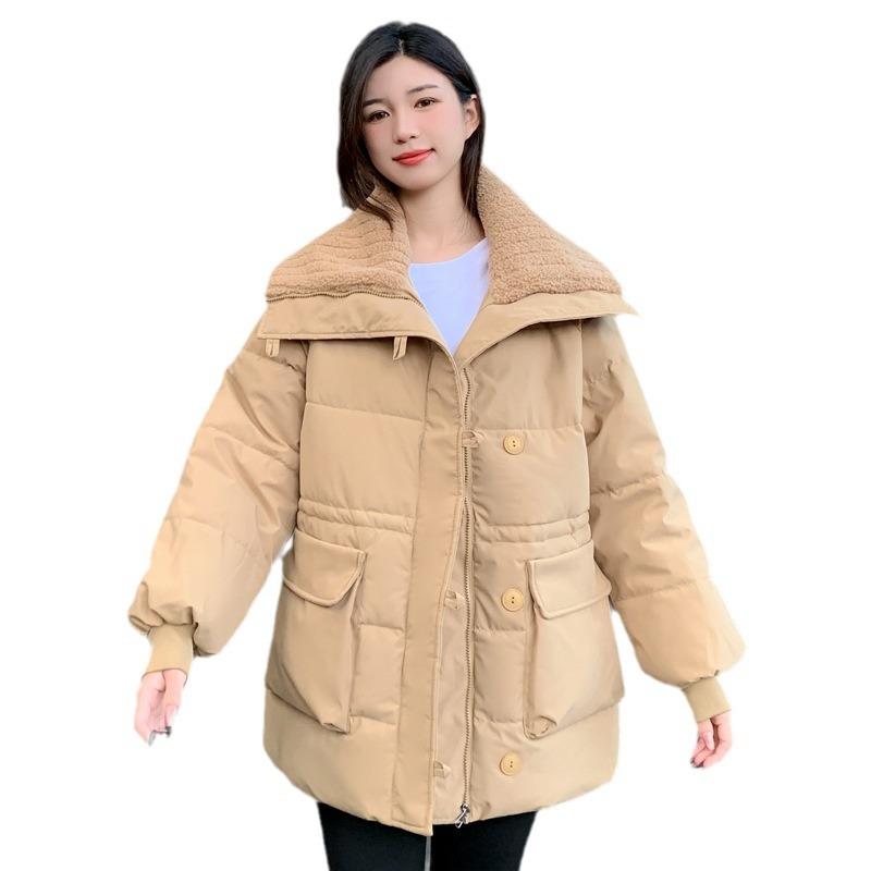 2025 new padded clothes Korean version thickened women's loose padded jacket with a sense of design large lapel padded jacket is versatile Korean