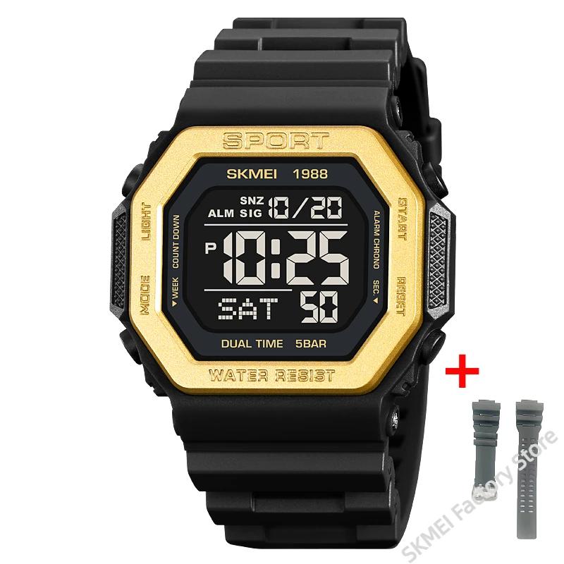 SKMEI 1988 Sports Watch for Men Digital Waterproof Waterproof Wristwatches Mens Back Light Countdown Clock 1628 Reloj Hombre