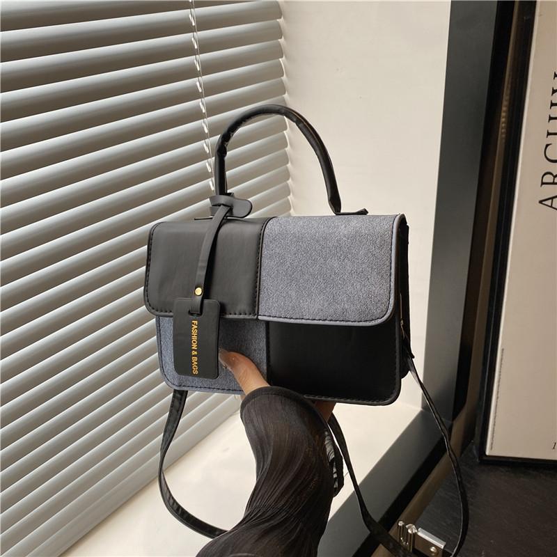 Fashion Splicing Texture Small Square Bag for Women Trendy Shoulder Crossbody Handbag KTB