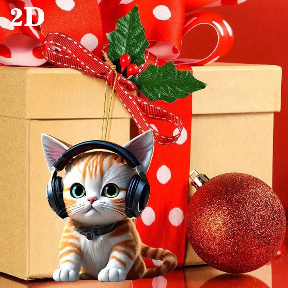 2D Acrylic Cute Cat Rearview Mirror Decoration Pendant, Decoration Backpack Home Car Ornaments Decoration Pendant, Keychain A7W2