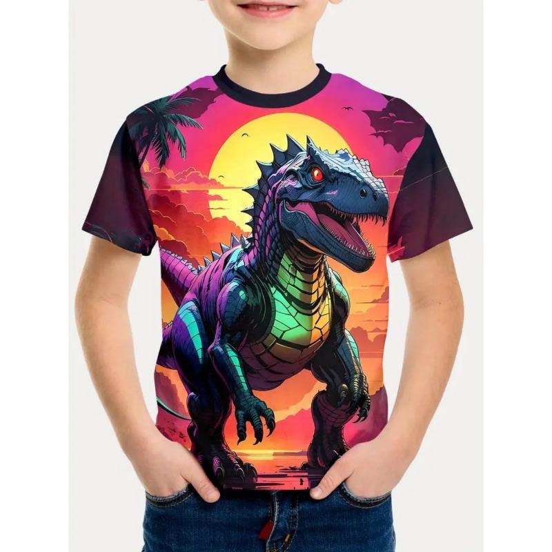 Boys Kids Clothes 3D Print Cartoon Dinosaur Graphic T Shirts