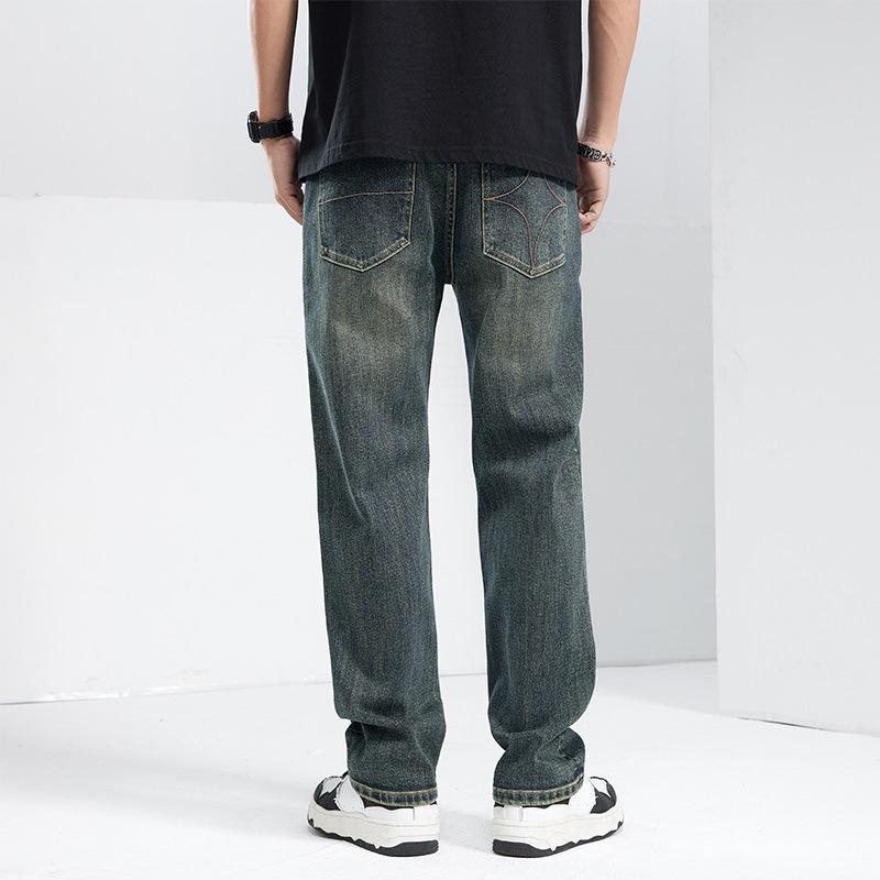 New Spring and Summer Men's Loose Straight American High Street Stretch Jeans Trousers