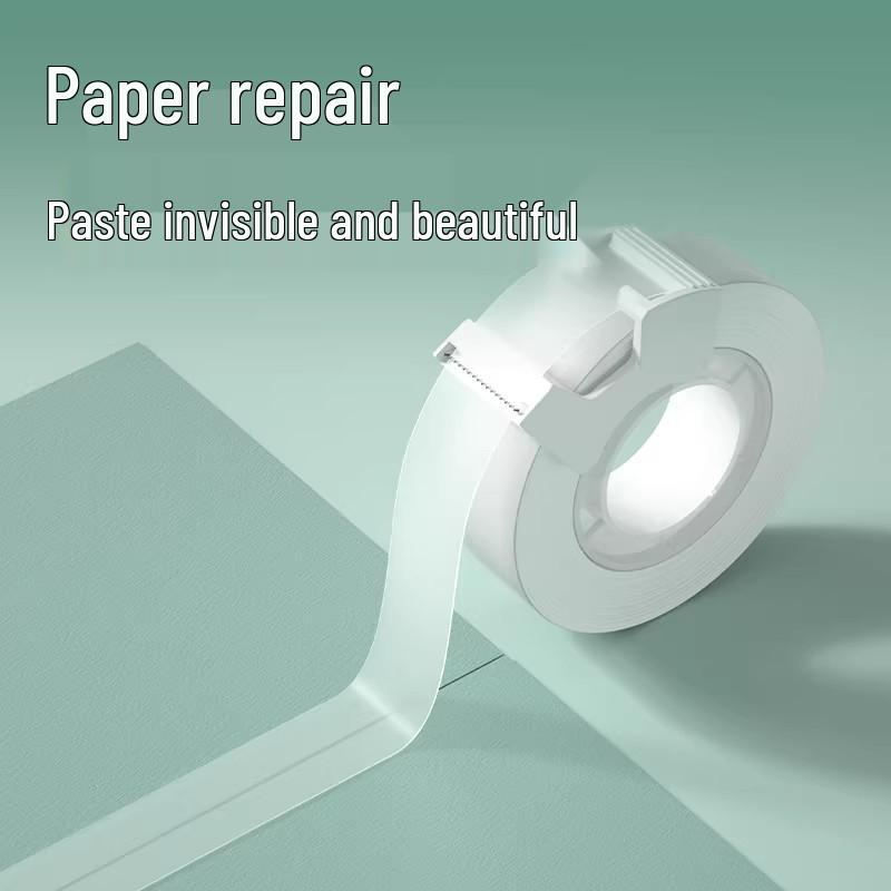 30112 Student Hand-Tear Invisible Tape Set with Cutter - Transparent Frosted