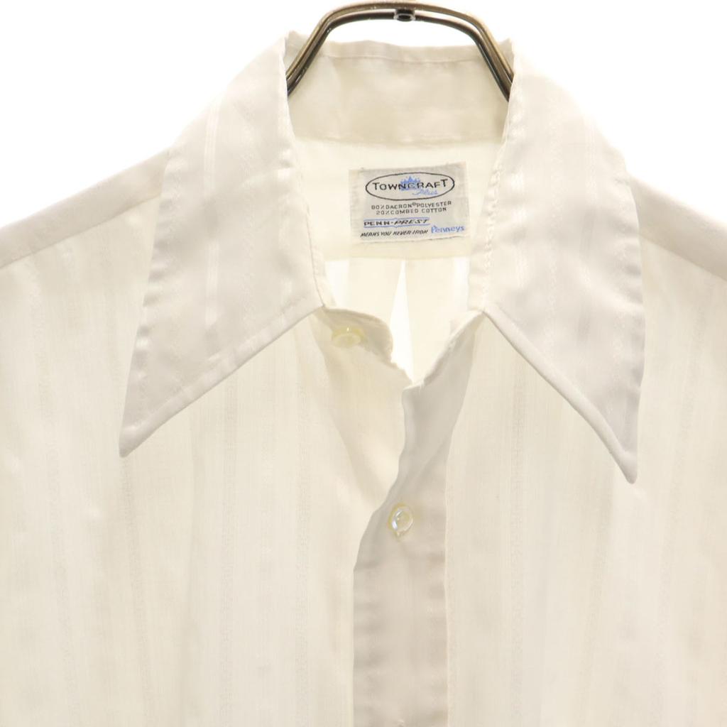 TOWNCRAFT 70s vintage Striped Pattern Short sleeve shirt white PENNEYS Men's Used