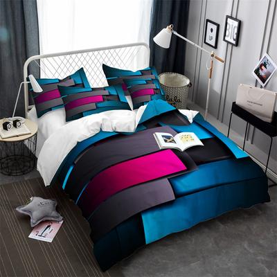 Bettwäscheset mit 3D-geometrischen Mustern, bedruckt, stereoskopisch, bunt, rechteckig, King- und Queen-Size-Bettbezug mit Kissenbezug für Teenager