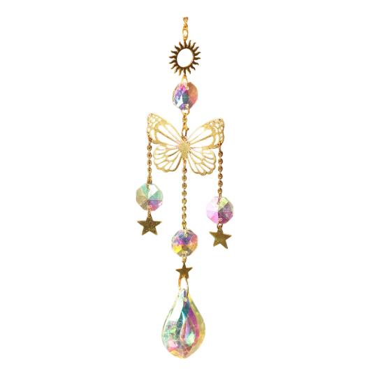 

Yousheng Faux Crystal Sun Catcher Decoration Butterfly Mushroom Moon Star Sun Hanging Ornament Indoor Outdoor Home Office Garden Window Hanging A