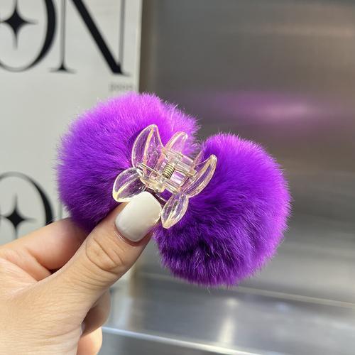 "Jolie petite épingle à cheveux boule de cheveux"; Ins real rex – pince à cheveux en forme de lapin, petit clip en peluche, accessoires pour cheveux, automne et hiver, rouge cerise