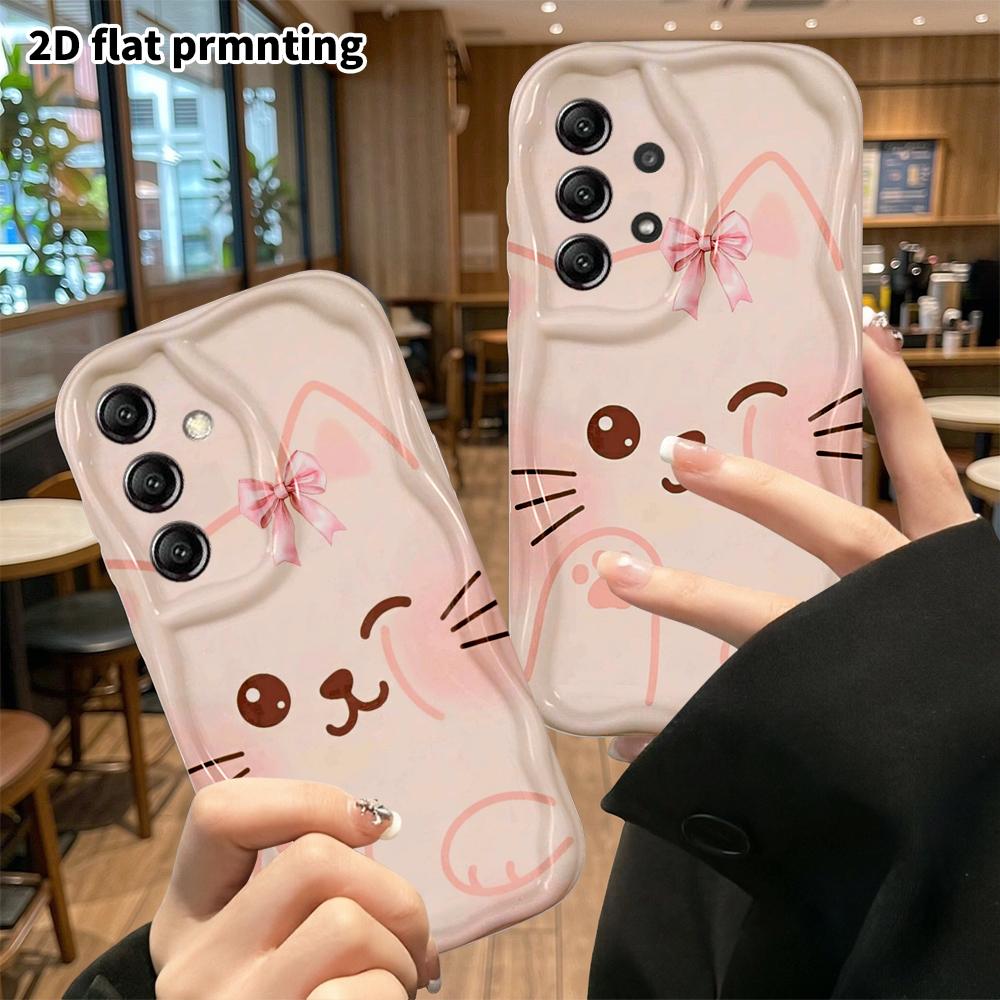 Phone Case: 2D Flat Samsung Galaxy A34 A35 M05 M06 S20 S22 S21 FE Plus 5G Protective Case, Little Cat with Bow, Perfect Holiday Gift for Christmas and