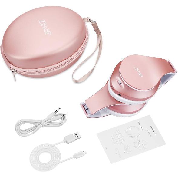 ZIHNIC Bluetooth Headphones Over-Ear, Foldable Wireless and Wired Stereo Headset Micro SD/TF, FM for Cell Phone,PC,Soft Earmuffs &Light Weight for