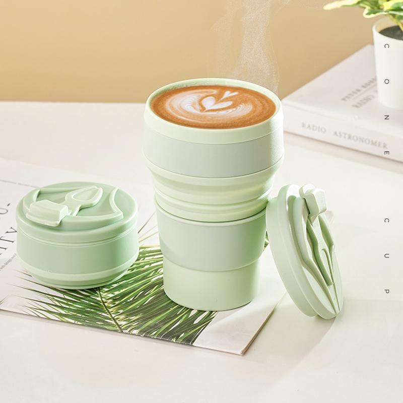 GIANXI Reusable Silicone Collapsible Cups With Lid For Camping 350ml 500ml Portable Folding Kitchen Coffee Cups For Travel