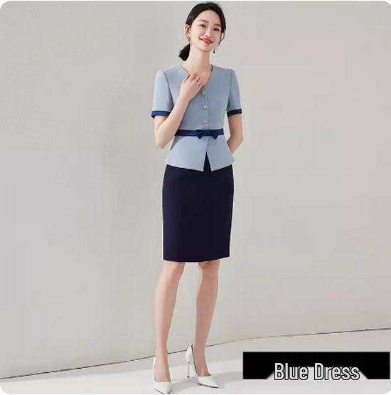 

2024 Синее платье в стиле двойки: Женская профессиональная мода для поездок на работу M