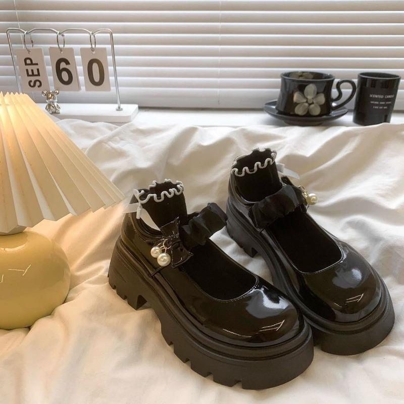 thick sole with skirt, small leather shoes, new high heels in summer, small height, waterproof table single shoes