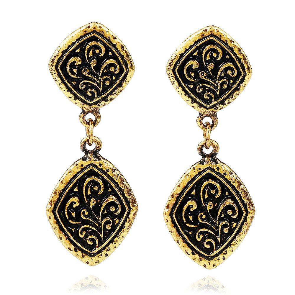 Серьги, Модные простые ретро гравированные серьги из сплава, Поставка ювелирных изделий