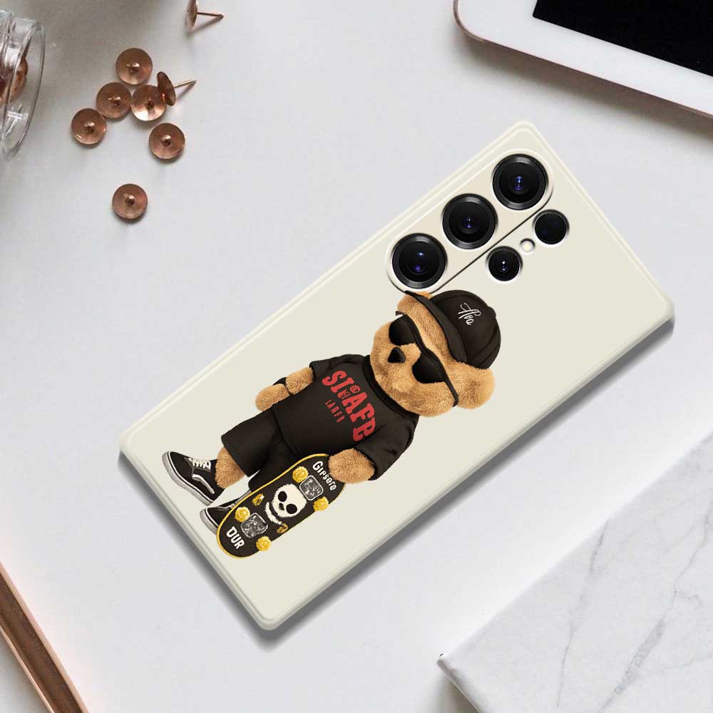 For Samsung Galaxy S25 Ultra Case Cool Bear Pattern Printing Straight Edge TPU Phone Back Cover