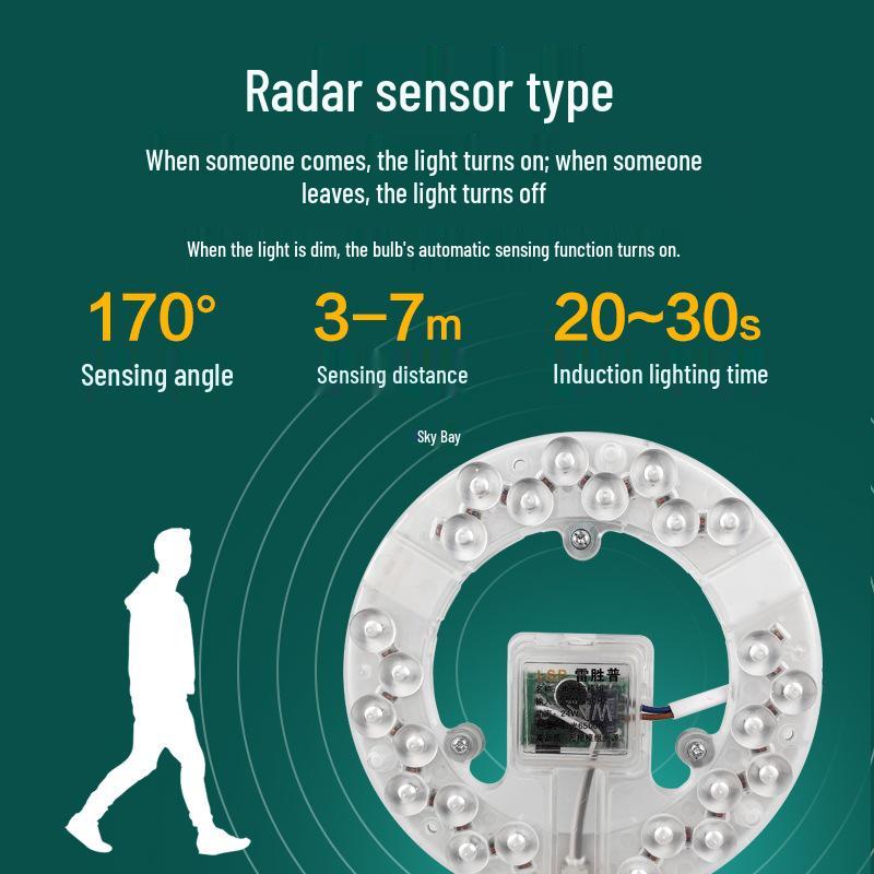 Voice-Activated Corridor Sensor Light for Hallway, Stairs, or Garage with Human Body Radar Detection