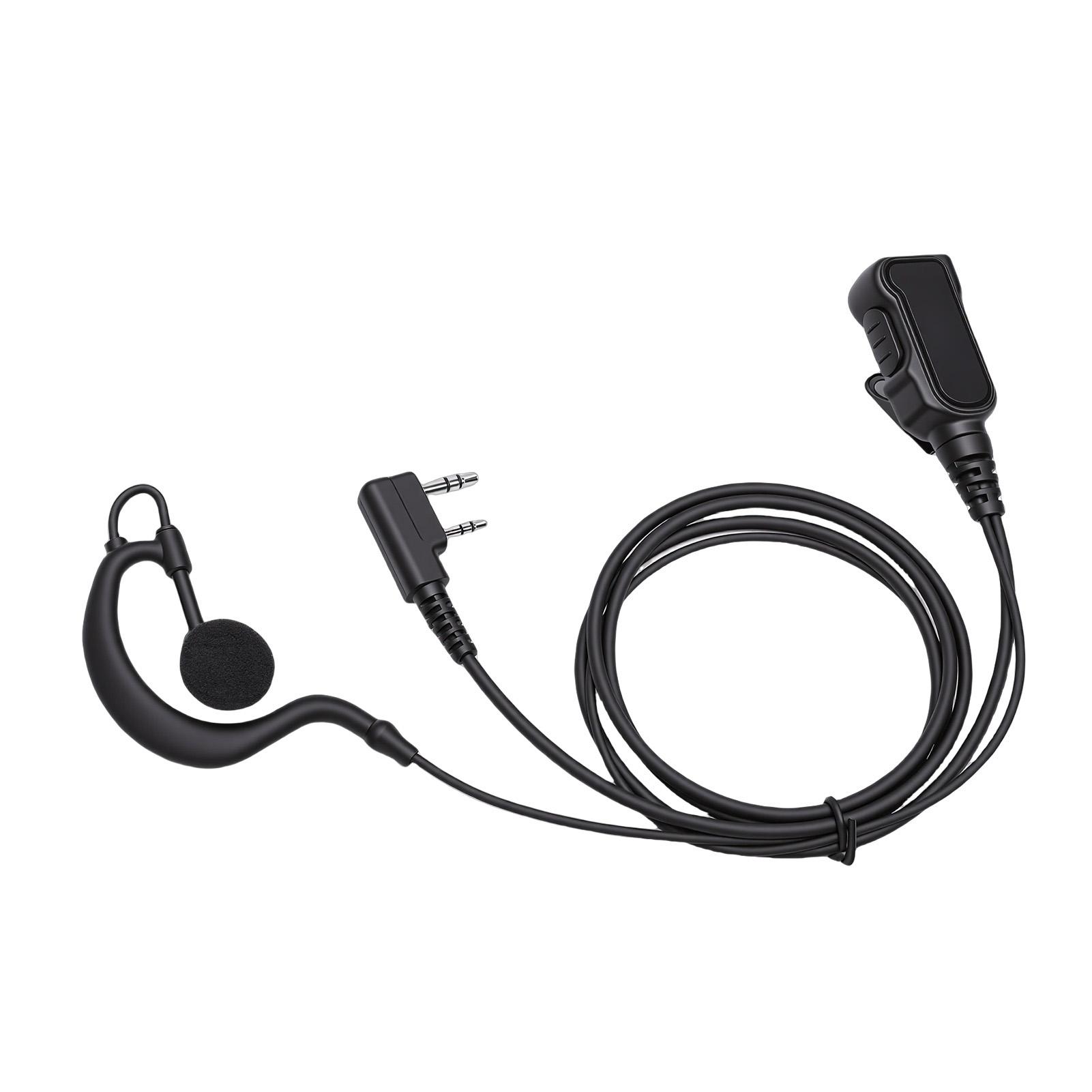

G Shape Earpiece Headset Fit for Kenwood TK 2100 TK 3207 2 Way Radio Earpiece with Push to Talk Key Mic 2 Pin