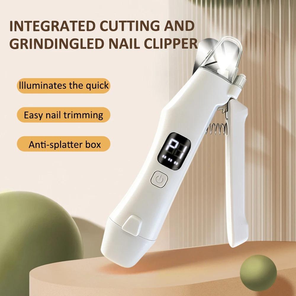 2 In 1 Electric Professional Pet Nail Trimmer With Led Rechargeable Pet Nail Grinder Clipper For Small Medium Large Dogs Cats