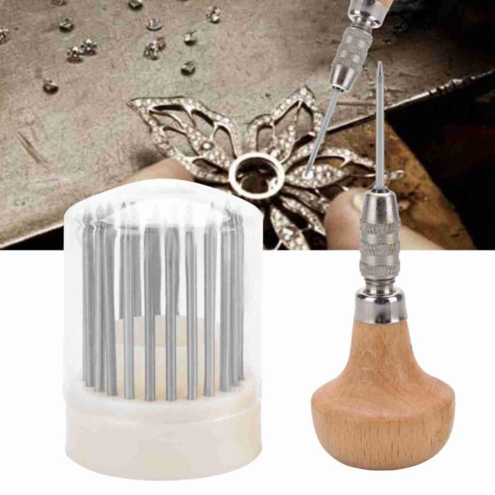 Professional Tools Wooden Beading Tools Set Metal Stone Setting Graver Beader Engraving Jewelry Craft Making Kit Jewelry Making