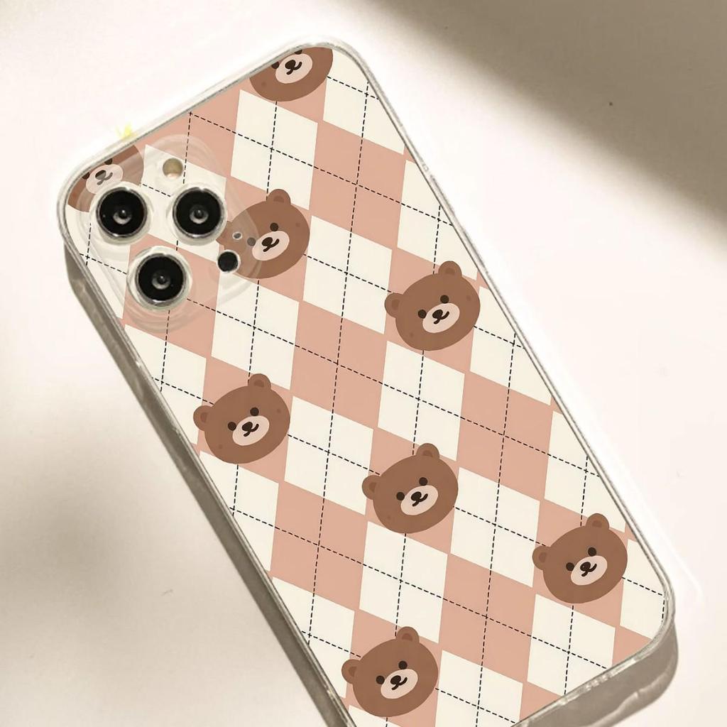 Diamond Little Bear Anti-Fall Transparent Case for iPhone 14/15/16/17 Pro Max
