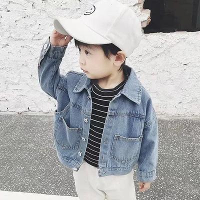Spring Boy's Casual Denim Jacket Classic Style Fashion Slim Washed Retro Blue Jeans Coat