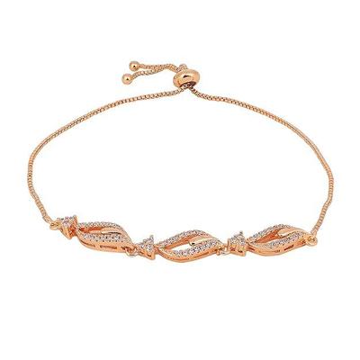 Rose Gold Plated American Diamond Crystal Contemporary Bracelet for Women & Girls