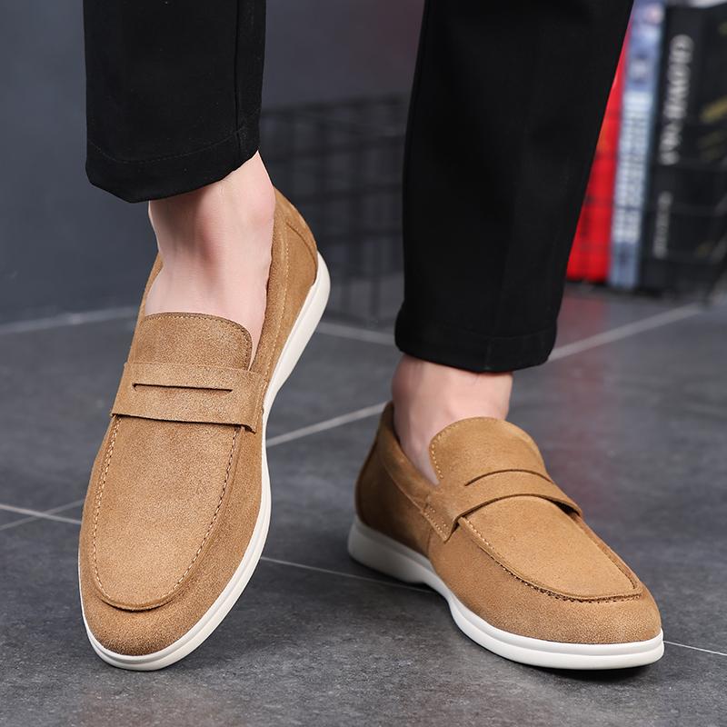 Men's Classic Retro Penny Loafers Moccasins Suede Leather Fashion Men Slip-on Casual Shoes Mens Party Outdoor Driving Flats