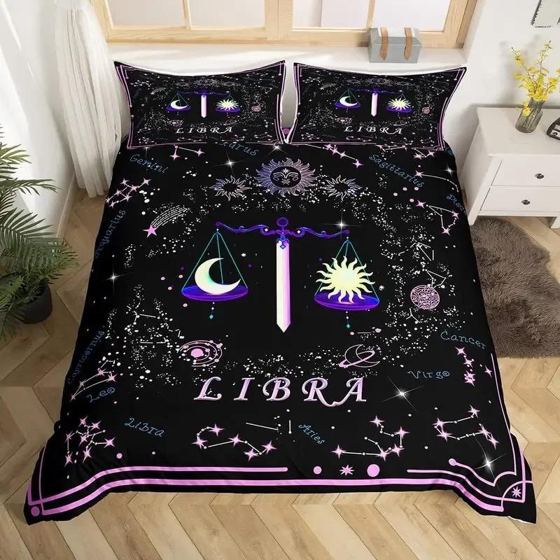 Gemini King Queen Duvet Cover Constellation Horoscope Comforter Cover Astrology Galaxy Bedding Set Star Polyester Quilt Cover