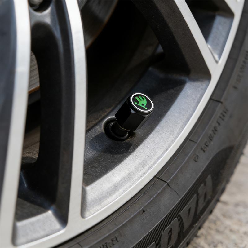 For Skoda FaJJ35 Pack Aluminum Car Wheel Tire Valve Cap Dust Cover for Skoda Octavia Kodiaq Kamiq Fabia RS Rapid Yeti Auto Accessories Tools