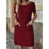 DICFY Women's Fashion Summer Spring Solid Color Print Short Sleeve O-Neck  Casual Dresses