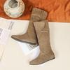 Internal heightening dopamine folds stacked boots women's autumn and winter new tall tube two-wear boots knight boots