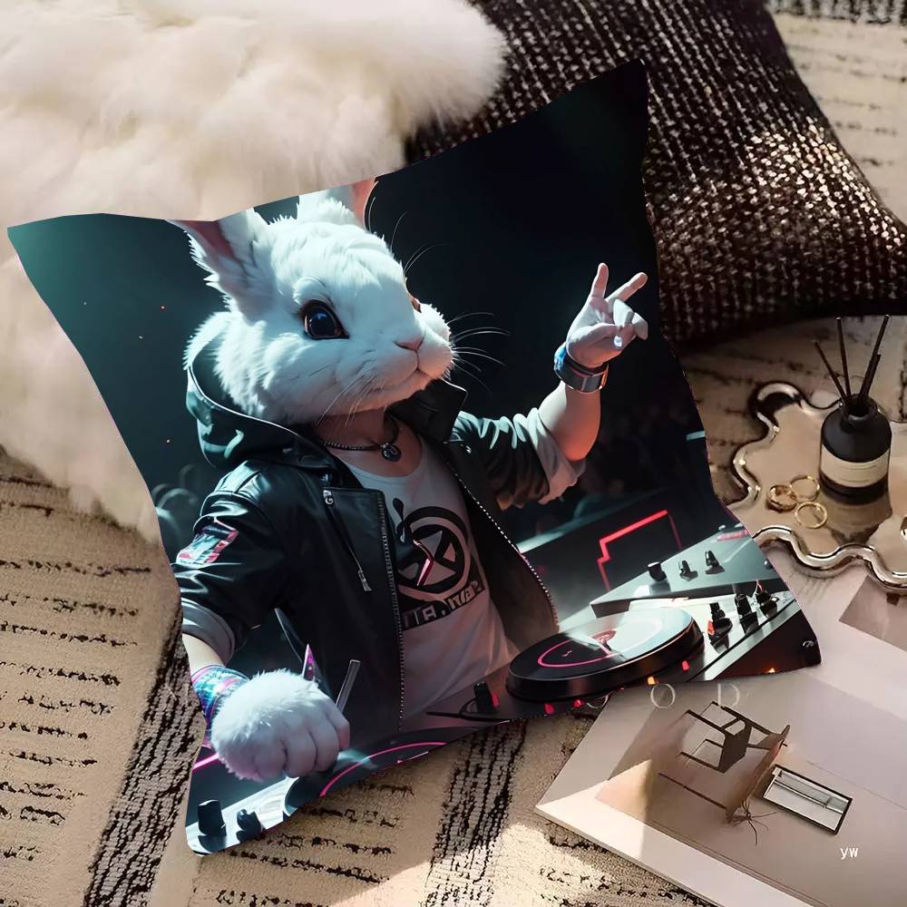 Animal Headphone Dj Music Pillow Case Fashion Square Pillowcase Bedroom Sofa Room Ins Decoration Leisure