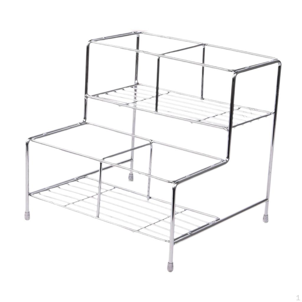 Coffee Syrup Display Rack Bottle Organizer, Tabletop 2 Tier Spice Condiment Storage for