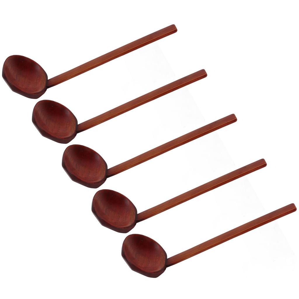 5Pcs Wooden Spoons Sturdy Handle Hand Polished Smoother Light Weight Japanese Tortoise Spoon for Restaurant Gifts