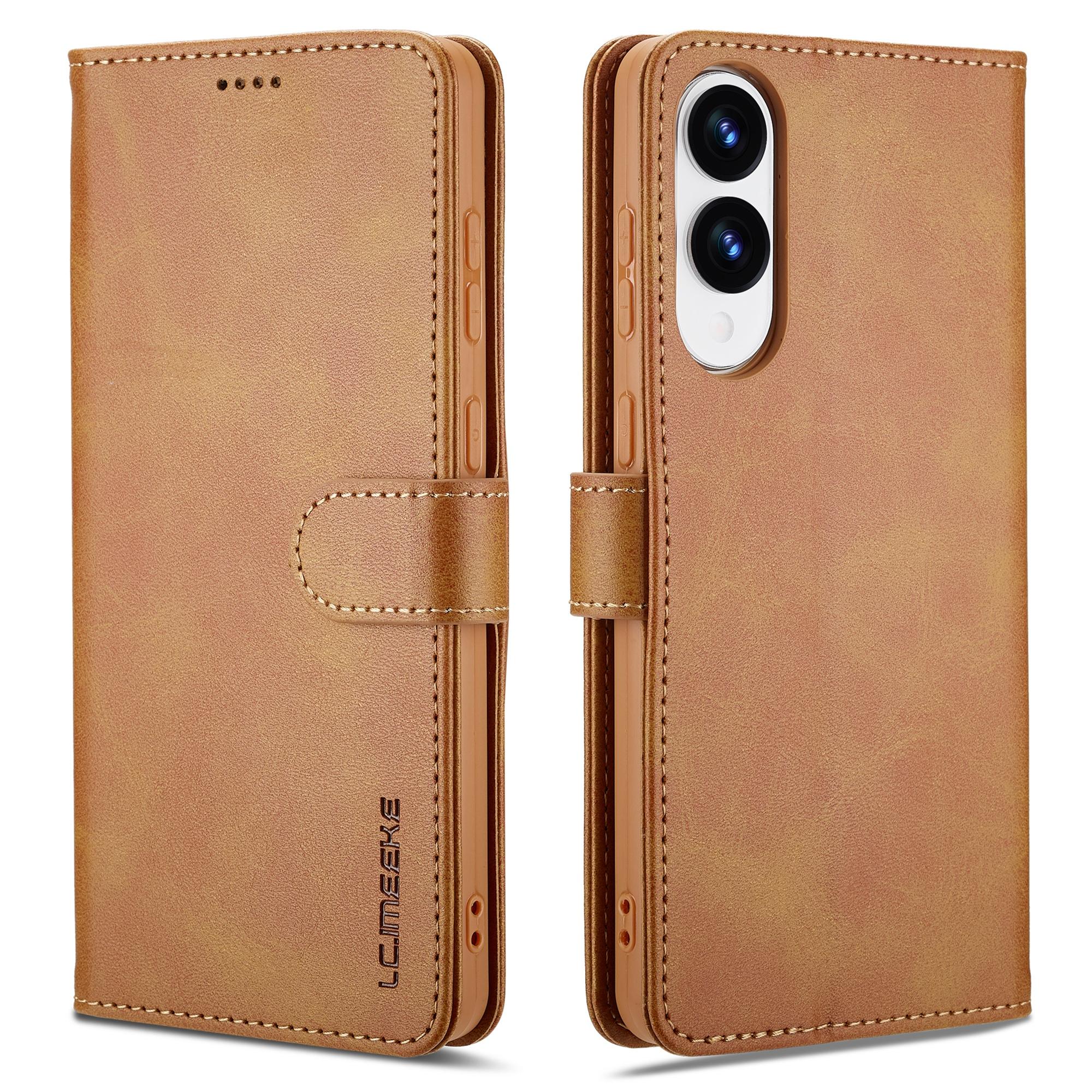 

LC.IMEEKE For Samsung Galaxy S25 Edge Case Calf Texture PU Leather Stand Wallet Phone Cover Yellow