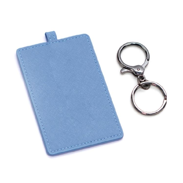 

For Card Case Keychain Protector Cover Holder Keychains Bag PU Leather синій