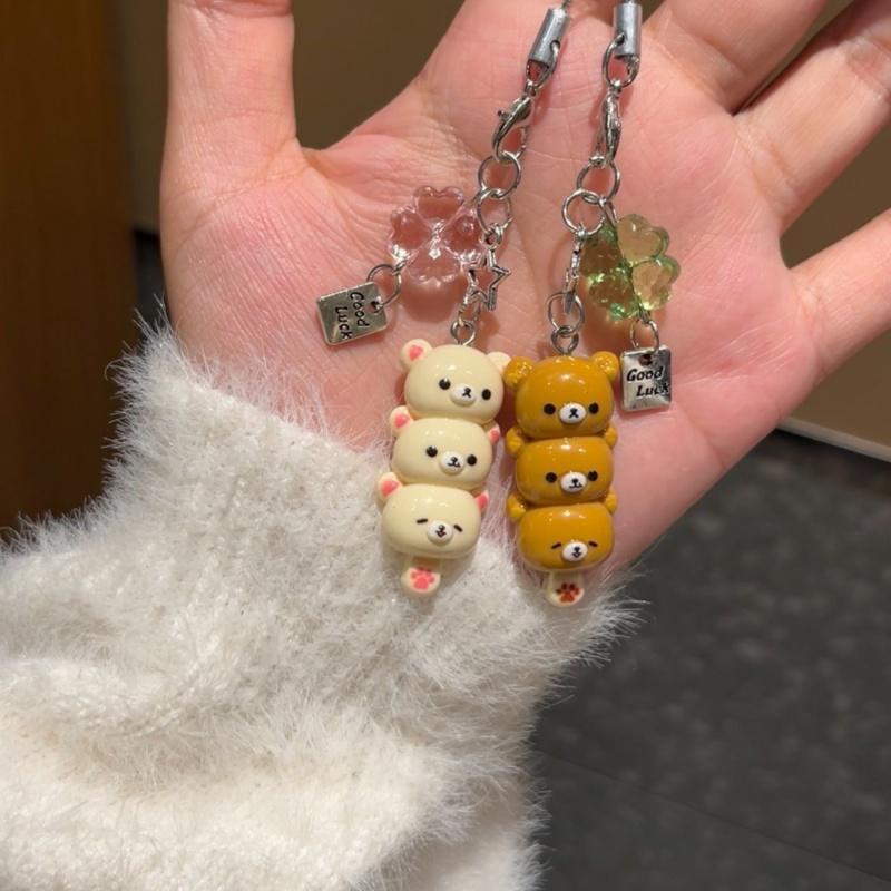 Cute Bear Phone Charms Pendant Kawaii Anime Keychain Accessories For Keys Schoolbag Bestie Accessory Pendant