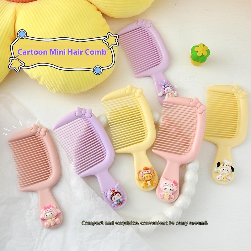 3Pcs Plastic Anti Static Straight Combs Portable Cartoon Sanrio Mini Comb Candy Color Fine-Toothed Detangling Combs For Children