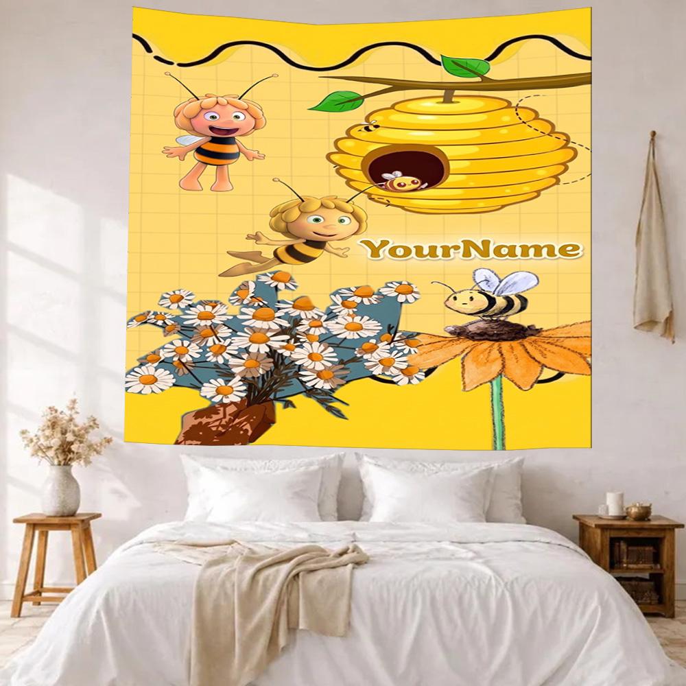 Biene Maja Custom Your Name Wall Decor Tapestry Art For Pet Memorial Birthdaywedding Party Backdrop Family Gift