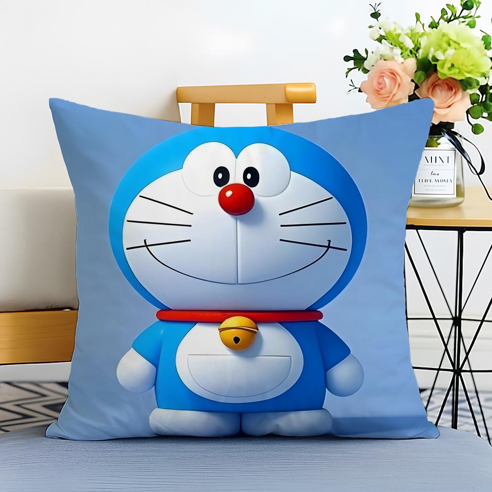 DDoraemon Cushion Cover Washable Linen Pillowcase Soft for Sofa Bed Cozy Home Room Decor