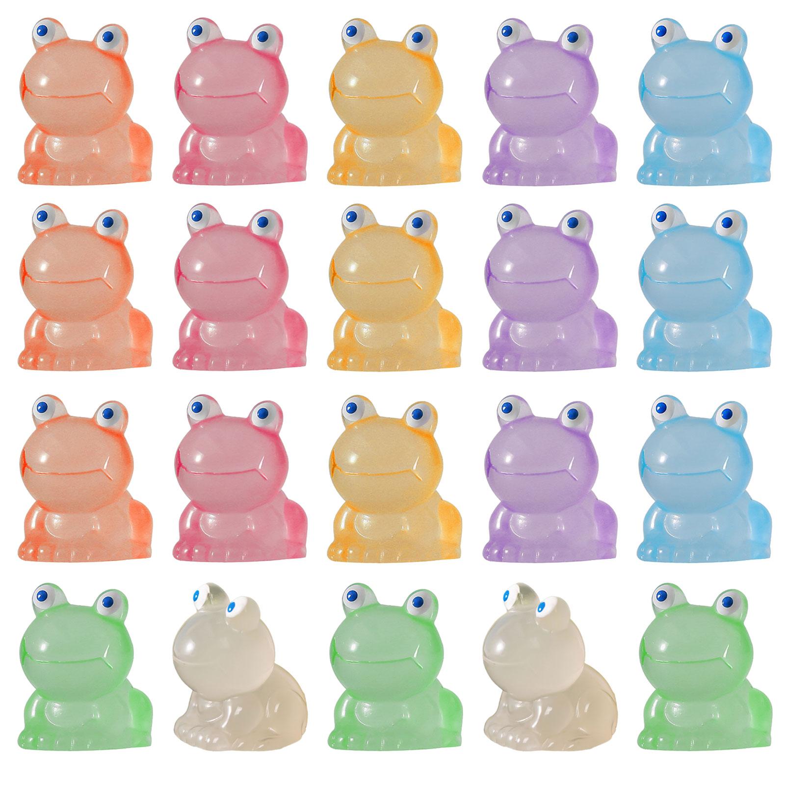 

Set of 20 Glowing in the Dark Resin Miniature Frogs Figurines Various Colors for DIY Crafts and Party Decorations