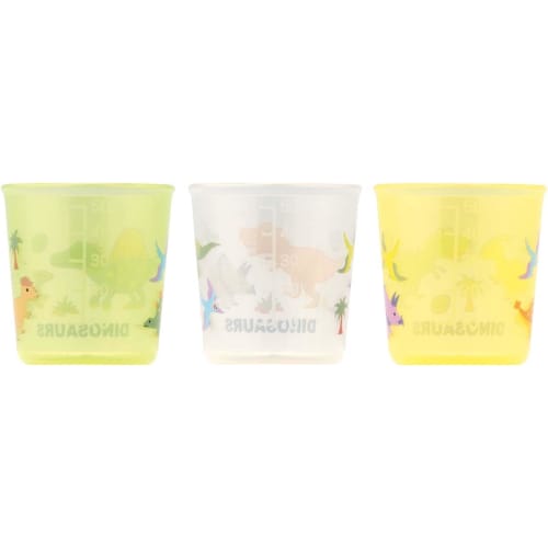 Skater Baby Cup, 60ml, Small, for Children 4 Months and Up, 3-Piece Set, Antibacterial, Dinosaur Picture Book, for Gargling, Toothbrushing, and More,