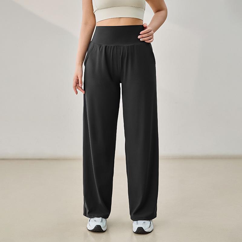 Calças Esportivas Femininas Plus Size de Cintura Alta com Controle da Barriga e Perna Larga para Emagrecimento, Secagem Rápida para Fitness - Outono Inverno
