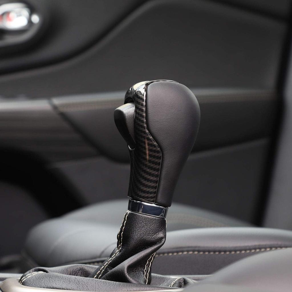 JeCar Gear Shift Knob Cover Trim for Jeep Cherokee 2014-2018 Carbon Fiber Interior Accessories