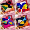Abstract Curve Contrasting Colors Cushion Cover Anti-dustmite Pillowcase Invisible Zipper Silky Short Plush Sofa Cushion Cover