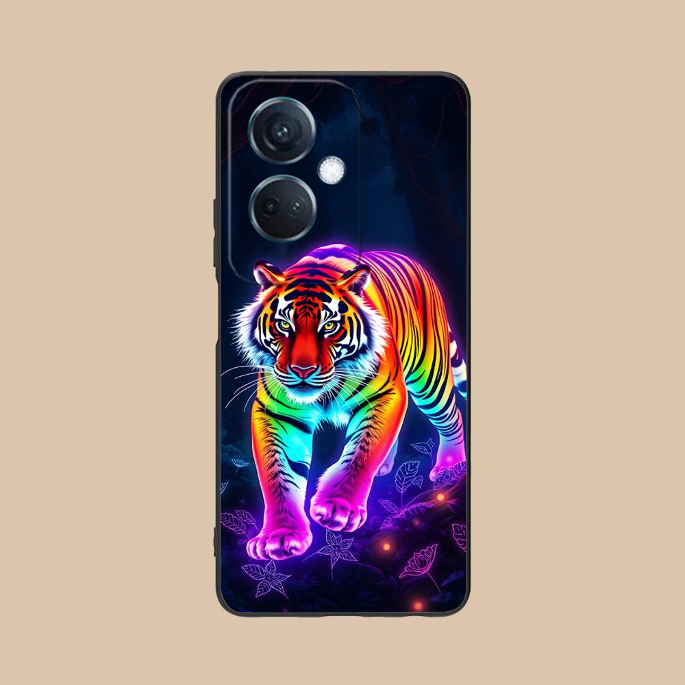 Tiger Neon Mobile Cell Phone Case for OPPO Find X9 X8 X7 X6 X5 X3 X2 Plus S Pro Ultra Lite Colorful Printing Cover Cover Luxury